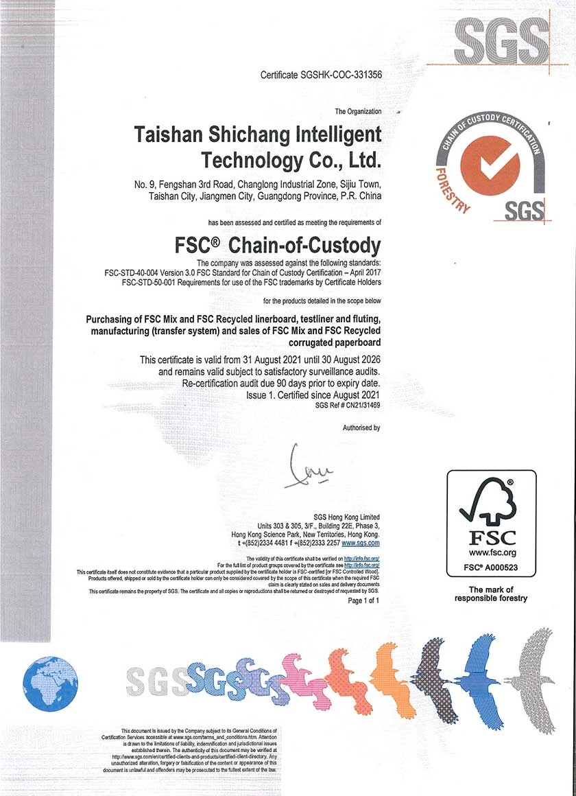 FSC 証明書 - SGS による製造過程管理基準